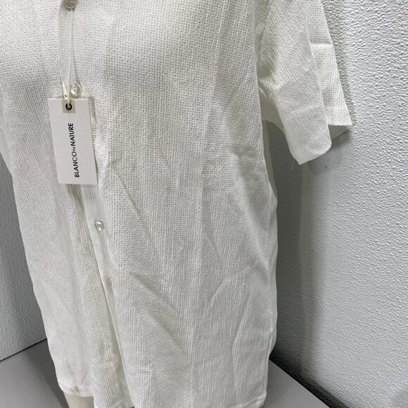 Blanco By Nature Men’s Textured Cotton Button Shirt Size L White - Picture 10 of 14